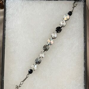 Sabika Silver and Black Crystal Bracelet